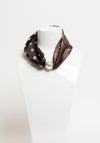 Serafina Collection Magnetic Pearl Geomatic Floral Print Neck Scarf, Brown