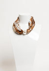 Serafina Collection Magnetic Pearl Paisley Print Neck Scarf, Tan