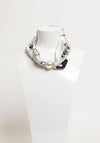 Serafina Collection Magnetic Pearl Large Paisley Print Neck Scarf, Off White