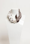 Serafina Collection Magnetic Pearl Geomatic Floral Print Neck Scarf, Off White