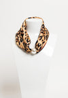 Serafina Collection Magnetic Pearl Animal Print Neck Scarf, Tan