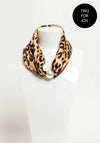 Serafina Collection Magnetic Pearl Animal Print Neck Scarf, Tan