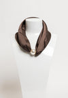 Serafina Collection Magnetic Pearl Neck Scarf, Brown