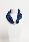 Serafina Collection Magnetic Pearl Neck Scarf, Navy