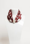 Serafina Collection Magnetic Pearl Polka Dot Neck Scarf, Burgundy