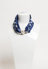 Serafina Collection Magnetic Pearl Polka Dot Neck Scarf, Navy