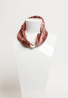 Serafina Collection Magnetic Pearl Paisley Print Neck Scarf, Burgundy