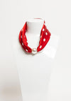 Serafina Collection Magnetic Pearl Polka Dot Neck Scarf, Red