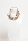 Serafina Collection Magnetic Pearl Vintage Pasiley Print Neck Scarf, Taupe