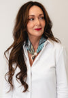 Serafina Satin Floral Pearl Magnetic Neck Scarf, Light Blue