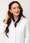 Serafina Satin Pearl Magnetic Neck Scarf, Navy