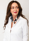 Serafina Satin Striped Magnetic Neck Scarf, Black