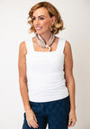 Serafina Satin Pearl Magnetic Neck Scarf, Taupe
