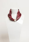 Serafina Collection Magnetic Pearl Geometric Square Print Neck Scarf, Burgundy