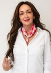 Serafina Satin Abstract Pearl Magnetic Neck Scarf, Pink