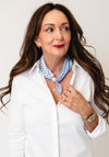Serafina Polka Dot Pearl Magnetic Neck Scarf, Blue & White