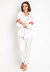 Serafina Collection Striped Satin Pyjama Set, White