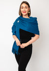 Serafina Collection Scarf and Brooch Gift Set, Cyan Blue