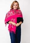 Serafina Collection Paisley Block Botanical Print Scarf, Fuchsia