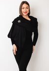 Serafina Collection Cashmere Blend Pashmina and Brooch, Black