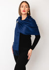 Serafina Collection Cashmere Blend Pashmina and Brooch, Navy
