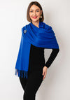 Serafina Collection Cashmere Blend Pashmina and Brooch, Blue