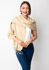Serafina Collection Cashmere Blend Fringed Trim Pashmina, Beige