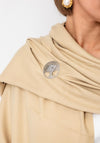 Serafina Collection Scarf and Brooch Gift Set, Beige