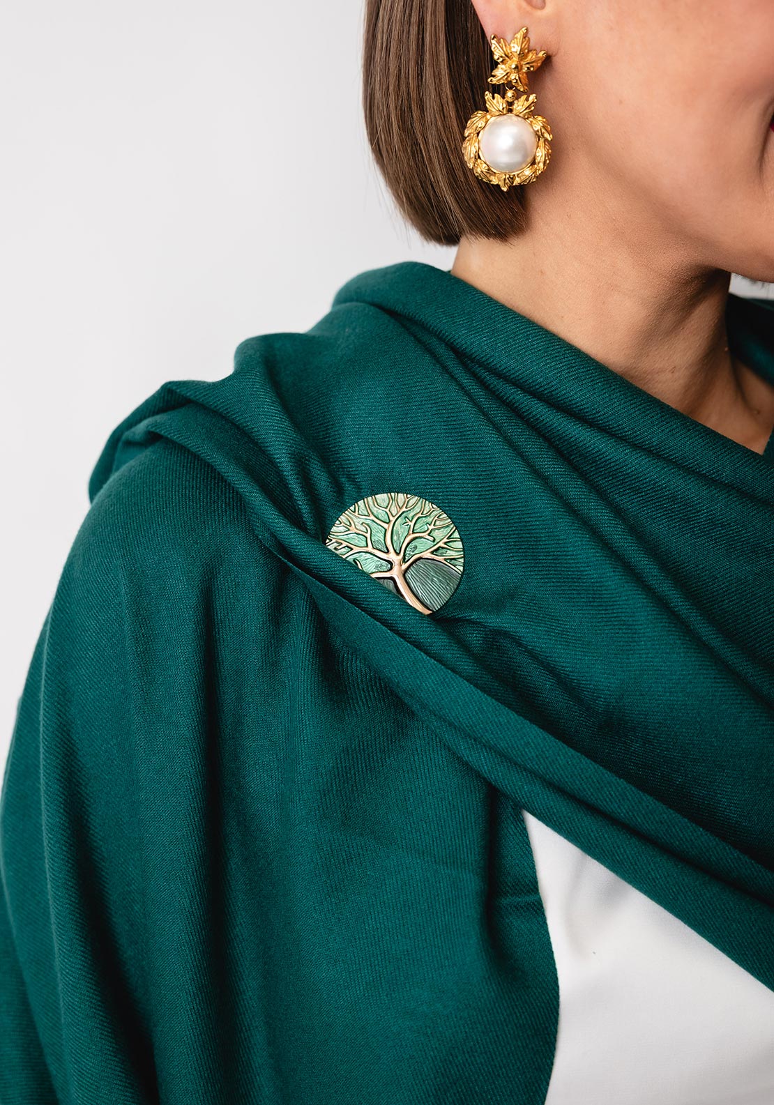 Serafina Collection Scarf and Brooch Gift Set, Green