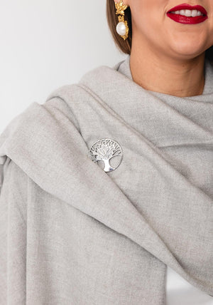 Serafina Collection Scarf and Brooch Gift Set, Grey