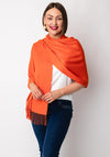 Serafina Collection Cashmere Fringed Trim Pashmina, Orange