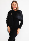Serafina Cashmere Blend Pashmina & Brooch Gift Box, Black