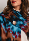 Serafina Collection Wool Blend Print Scarf & Brooch Gift Set