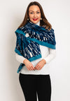 Serafina Collection Wool Blend Print Scarf & Brooch Gift Set, Blue