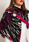 Serafina Collection Wool Blend Print Scarf & Brooch Gift Set, Pink
