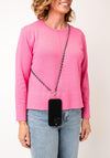 Serafina Collection Faux Leather Crossbody Smartphone Chain, Black & Silver