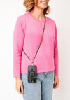 Serafina Collection Faux Leather Crossbody Smartphone Chain, Black & Gold