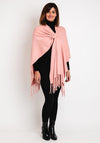Serafina Collection One Size Fringe Knitted Poncho, Pink