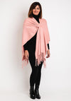 Serafina Collection One Size Fringe Knitted Poncho, Pink