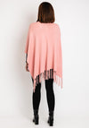 Serafina Collection One Size Fringe Knitted Poncho, Pink