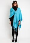 Serafina Collection One Size Fringe Knitted Poncho, Teal