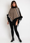 Serafina Collection One Size Faux Fur Fringe Poncho, Black