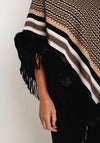 Serafina Collection One Size Faux Fur Fringe Poncho, Black