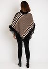 Serafina Collection One Size Faux Fur Fringe Poncho, Black