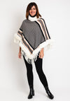 Serafina Collection One Size Faux Fur Fringe Poncho, Cream