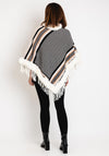 Serafina Collection One Size Faux Fur Fringe Poncho, Cream