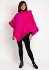 Serafina Collection One Size Heart Embossed Faux Fur Poncho, Fuchsia