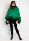 Serafina Collection One Size Heart Embossed Faux Fur Poncho, Green