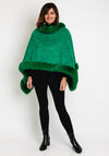 Serafina Collection One Size Heart Embossed Faux Fur Poncho, Green