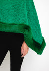 Serafina Collection One Size Heart Embossed Faux Fur Poncho, Green